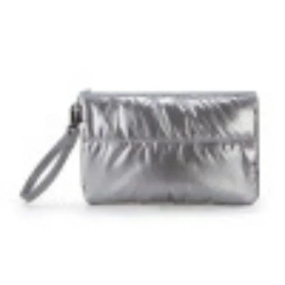 NWT CIPU 7 PIECE PUFFER PARENT BAG IN DARK SILVER & PINK INTERIOR.  OS - Picture 3 of 9